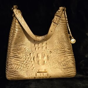 Brahmin Tabitha Gold Crocodile-Embossed Shoulder Bag